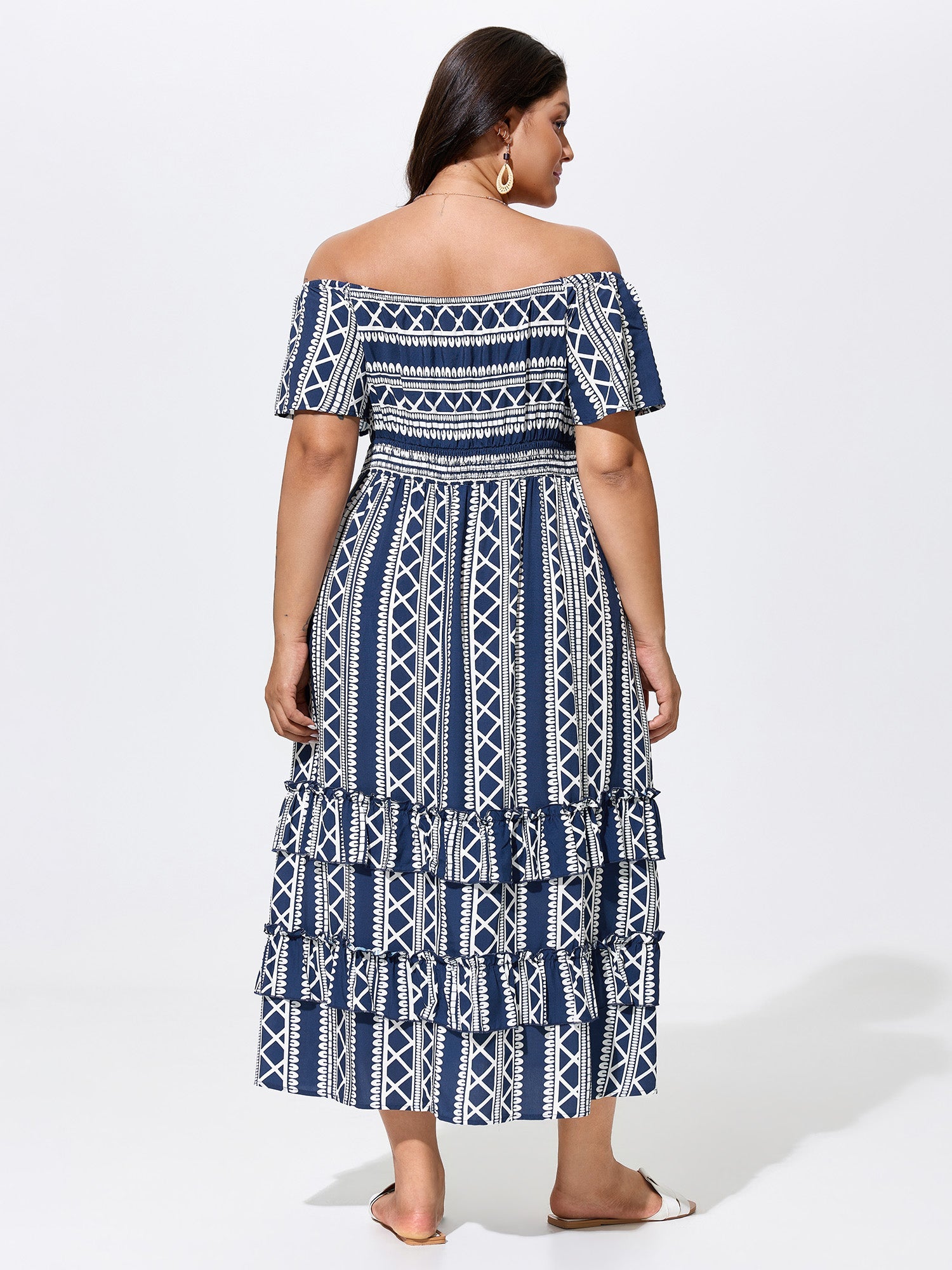 Boho Floral Print Cold-Shoulder Maxi Dress