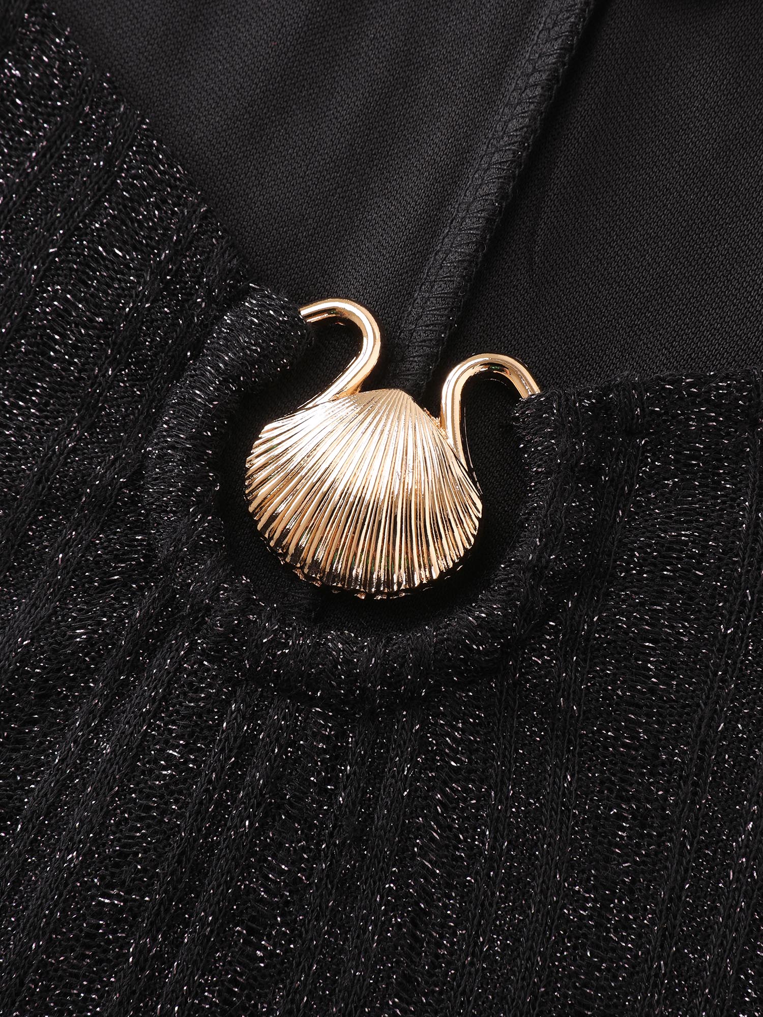 Shimmer Ribbed Gold Charm Detail Midi Dress