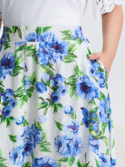 Refreshing Floral Print Slit Maxi Skirt