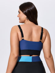 Colorblock Ruched Bodice Swim Top