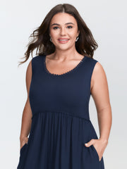 Supersoft Lace Trim Sleeveless Midi Dress