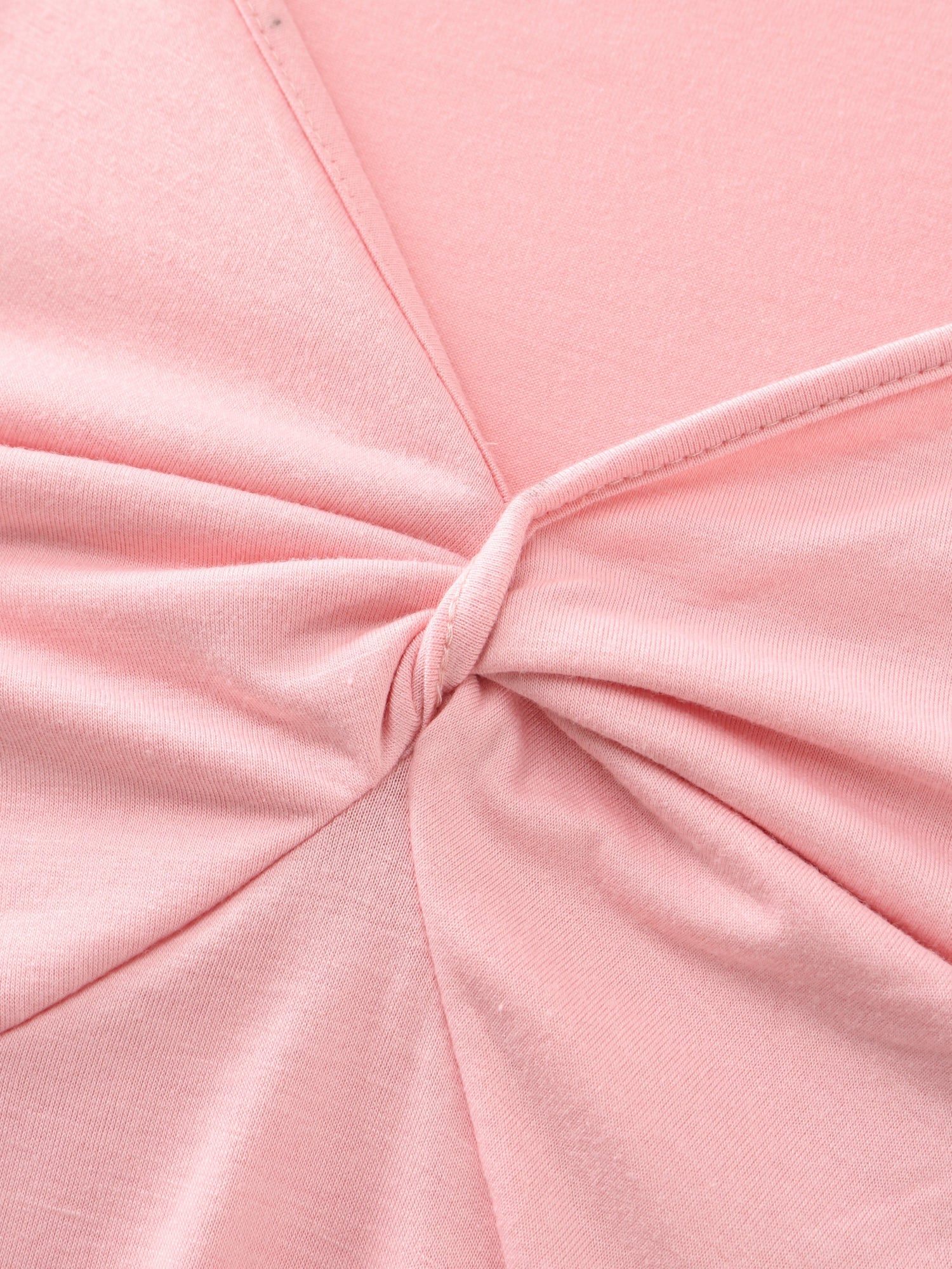 Twist Front Stretchy Waist Flared Blouse