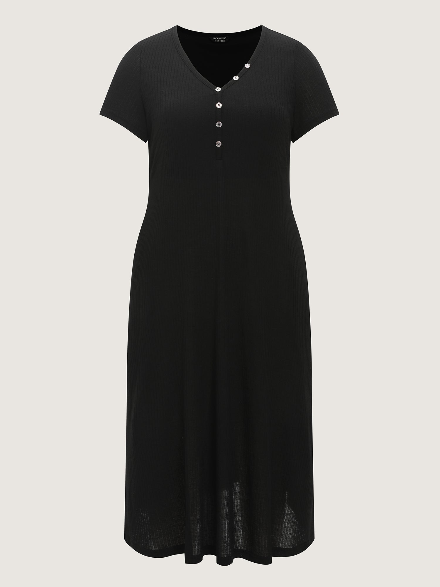 Supersoft Ribbed V-Neck Midi Knit Dress