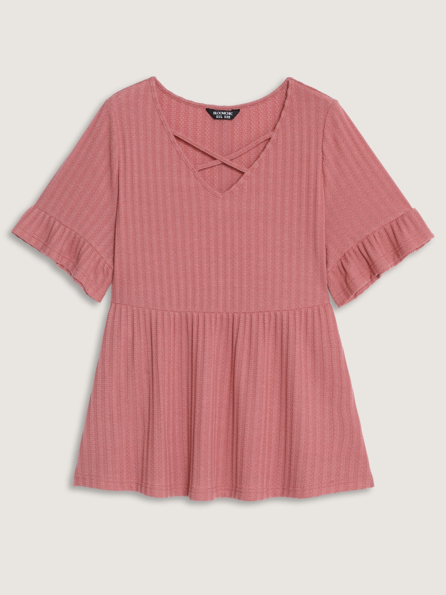 Stretchy Cut-Out Neckline Knit Top