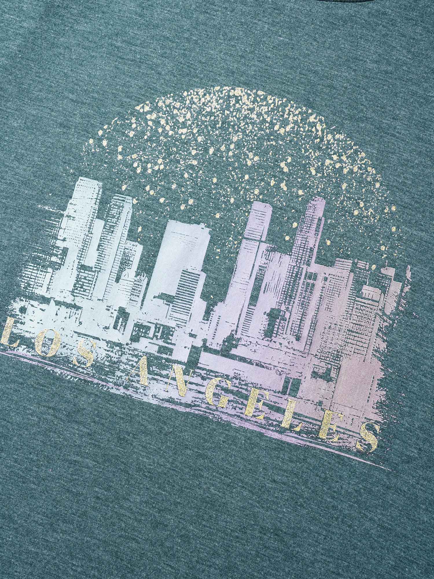 Solid Heather City Print Crew Neck T-shirt
