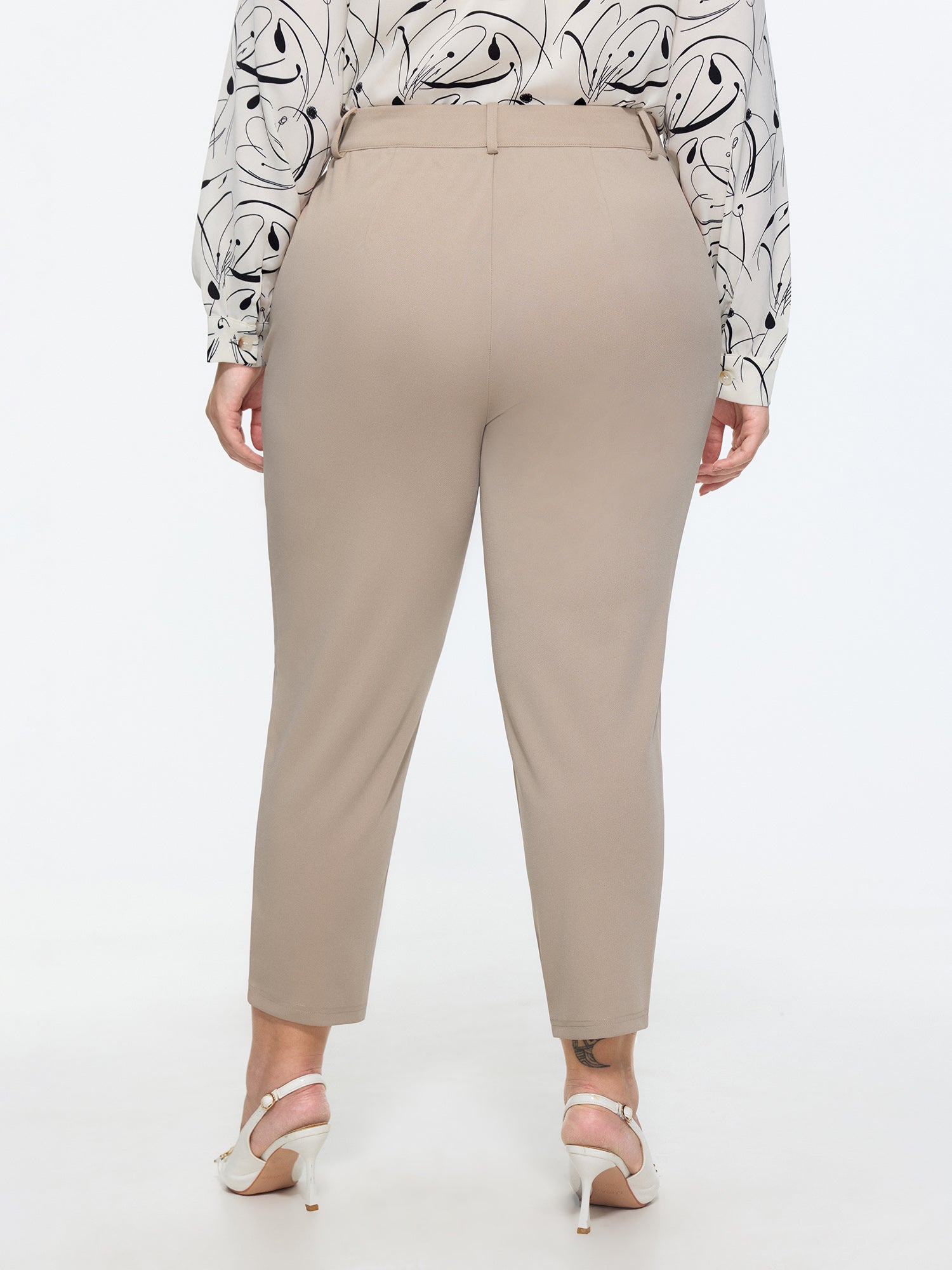 Stretchy Mid-Rise Plain Pants