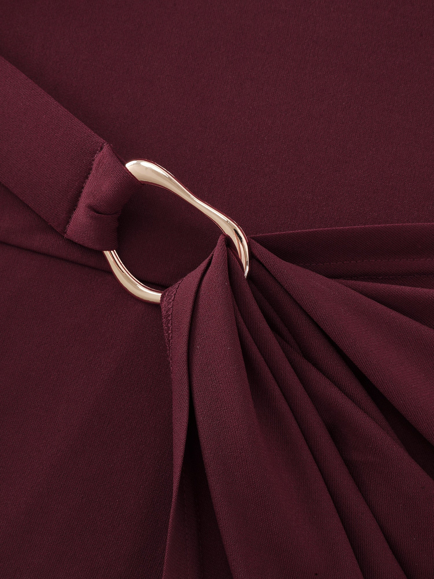 Metallic Buckle Draped Waist Midi Dress