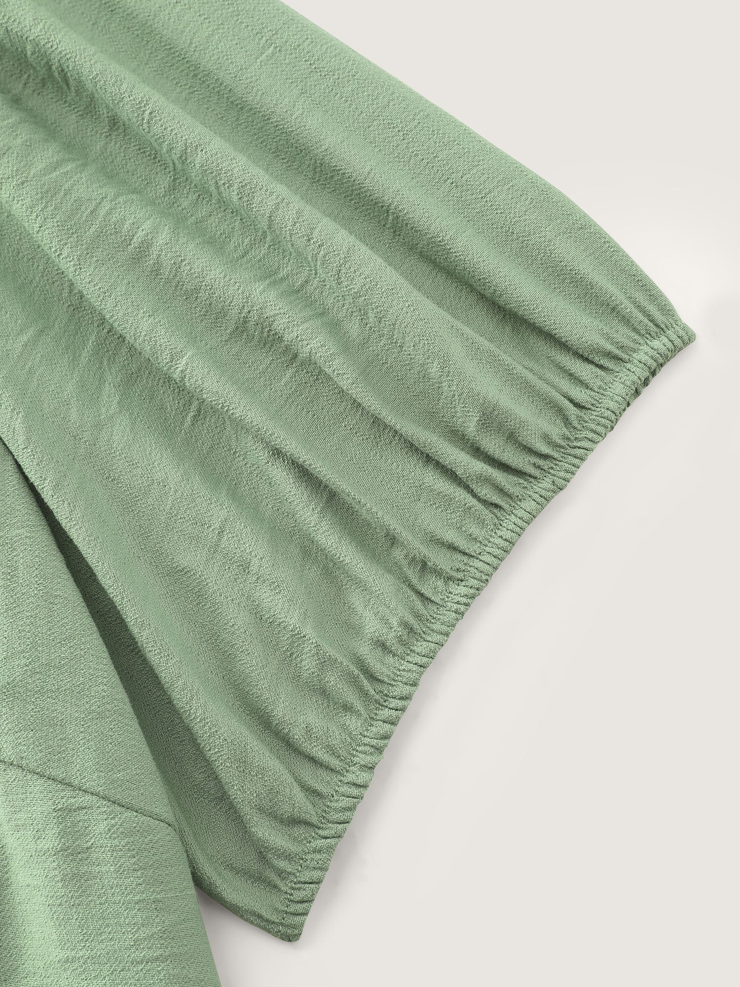 Shirred Puff Sleeve Keyhole Neckline Blouse