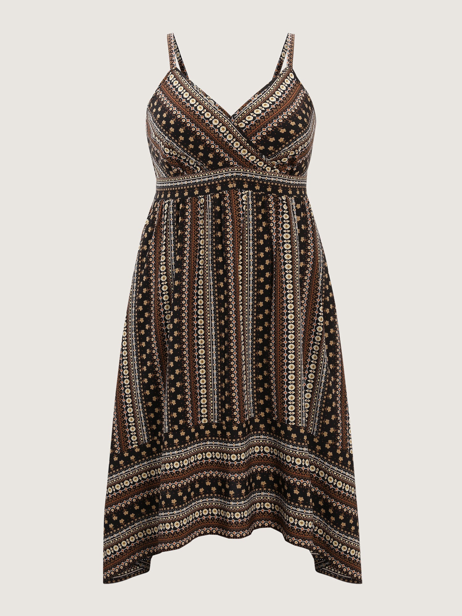 Striped Print V-Neck High-Low Maxi Dress