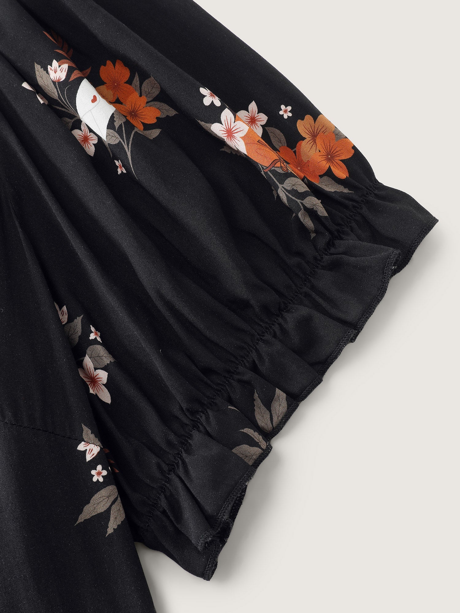 Retro Floral Print Cinched-Waist Midi Dress