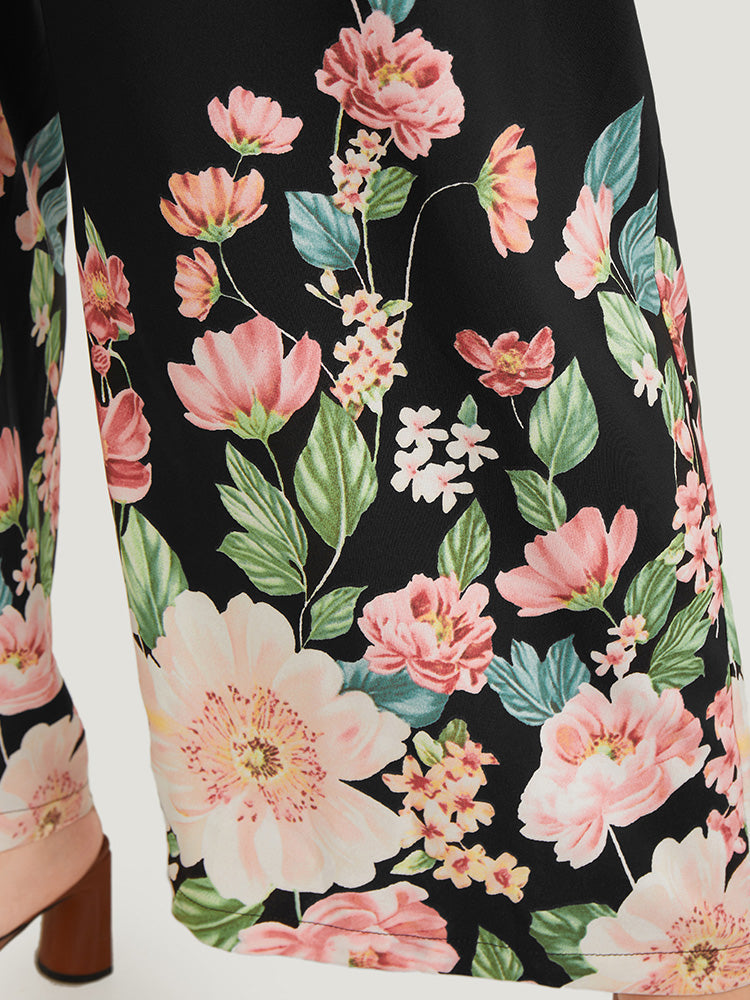 Floral Square Neck Zip Back Pocket Jumpsuit