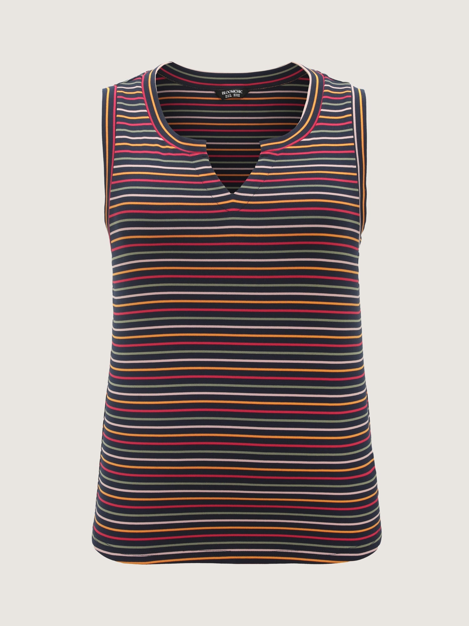Stretchy Striped Print Waist-Defining Tank Top