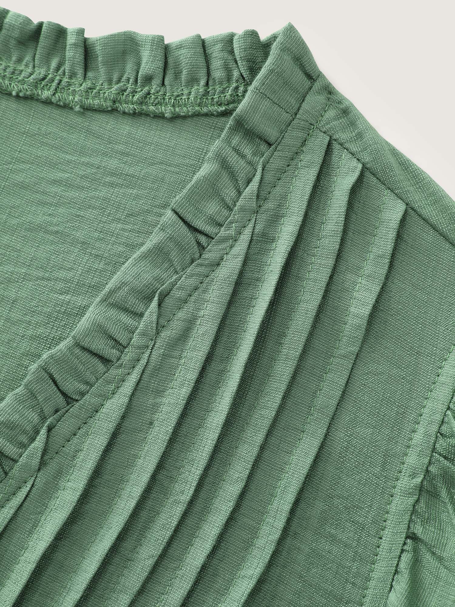 Everyday Pleated Lace Trim Blouse