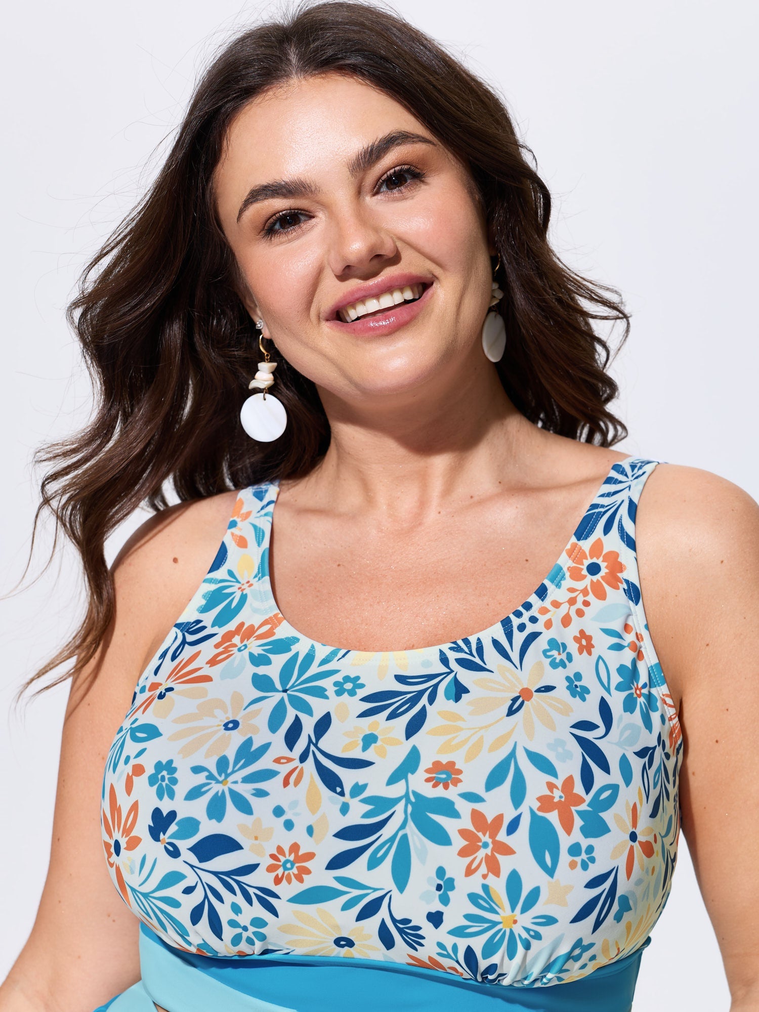 Floral Print Color Contrast Bikini Top