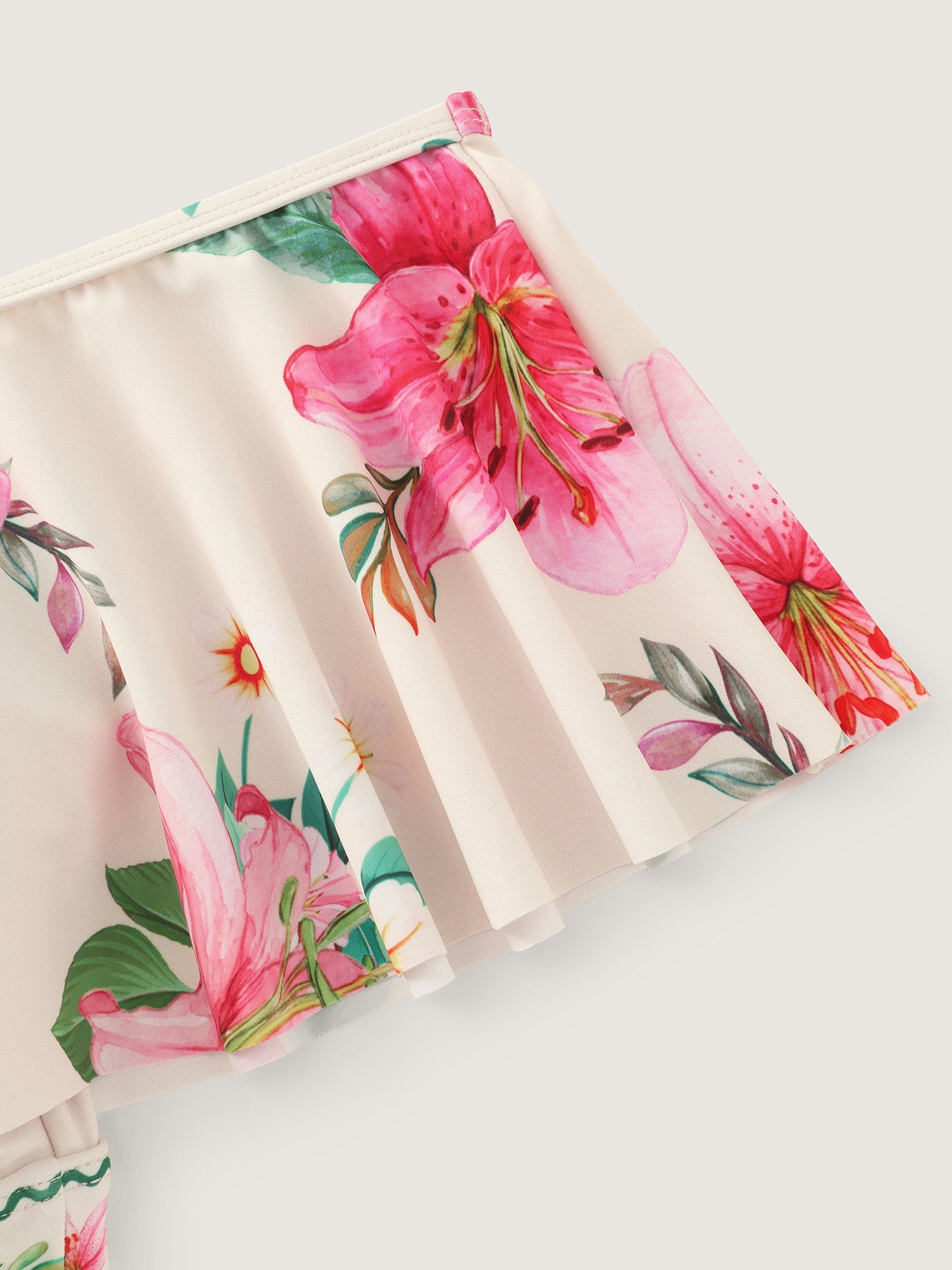 Sarong Set Floral Print Off-Shoulder One-Piece Swimsuit