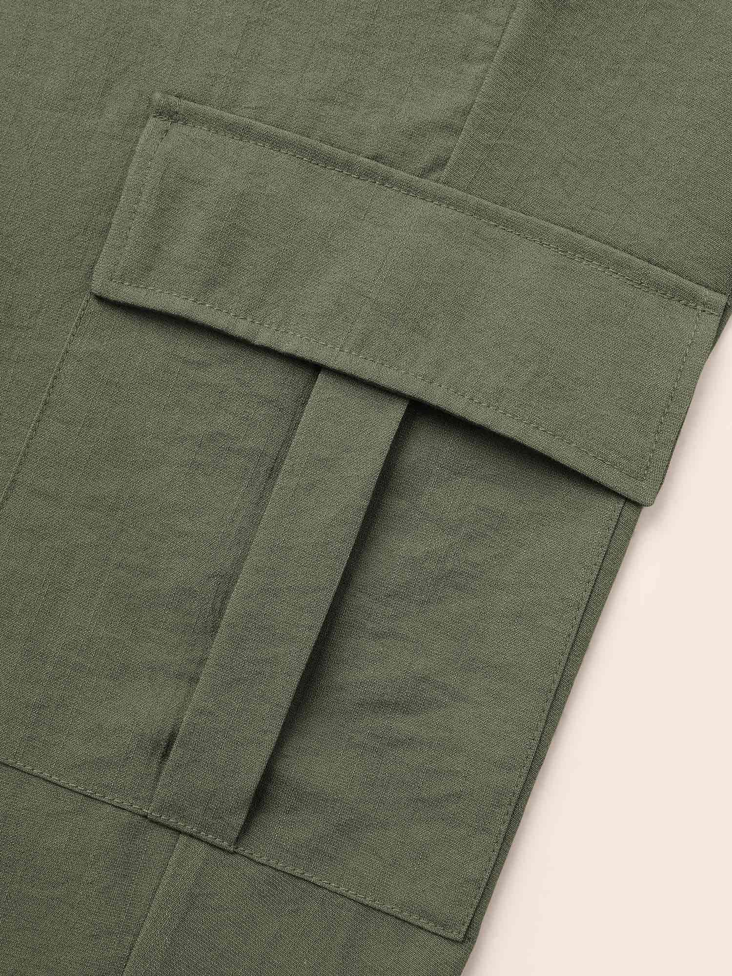 Mid Rise Patched Pocket Drawstring Pants