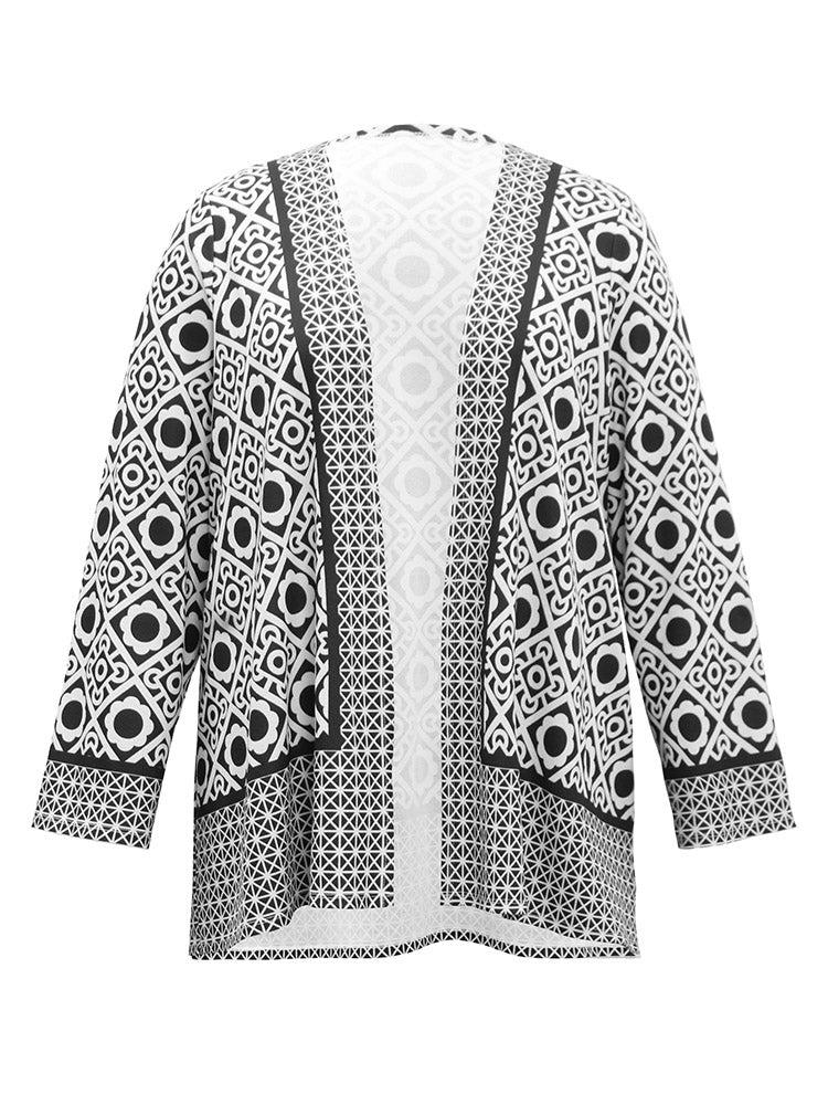 Geometric Print Open Front Kimono