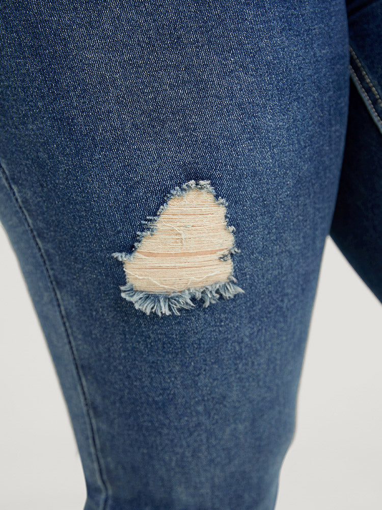 Straight Leg Very Stretchy High Rise Medium Wash Jeans