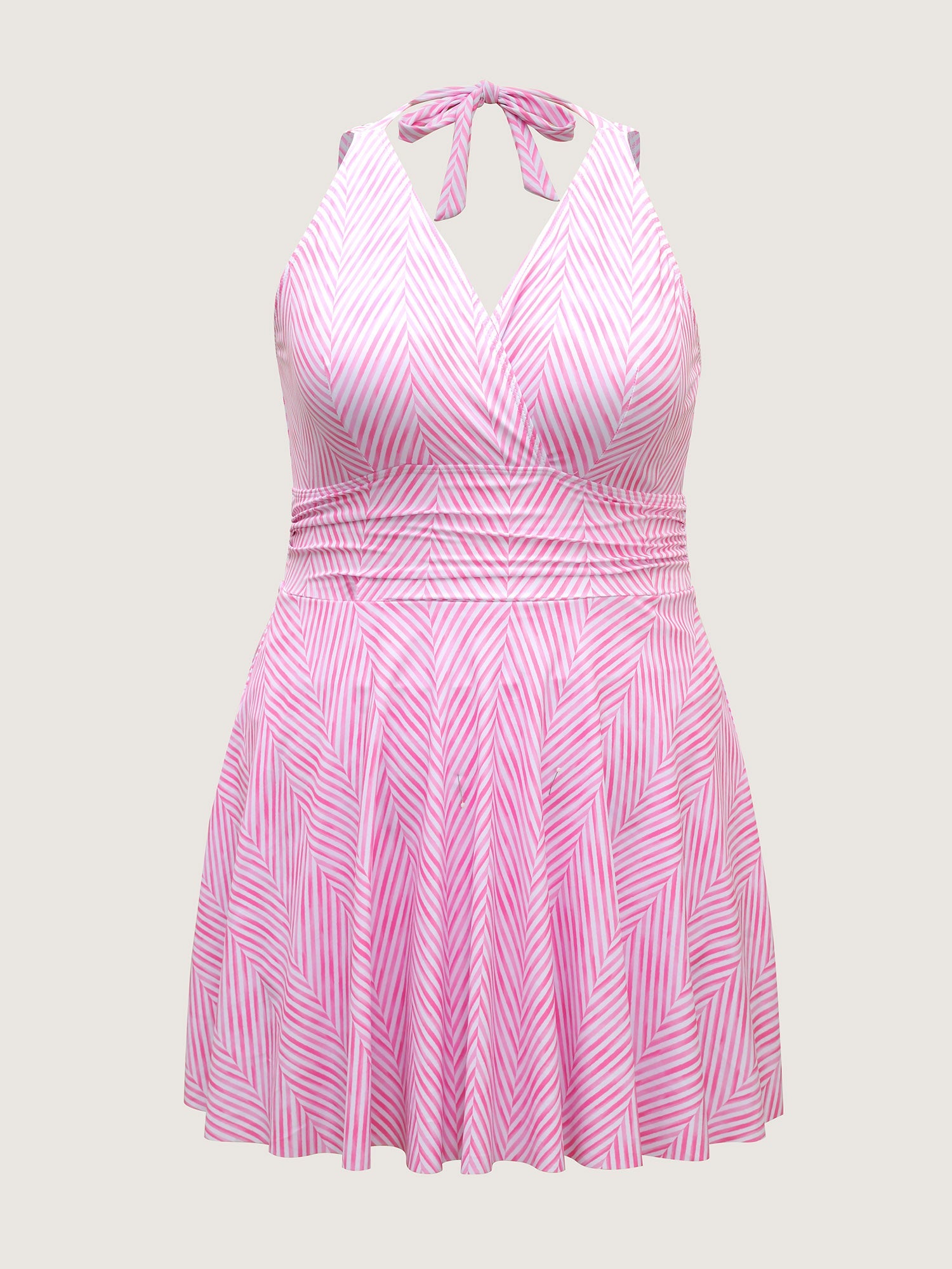 Anti-Float Ties Stripes Swim Dress