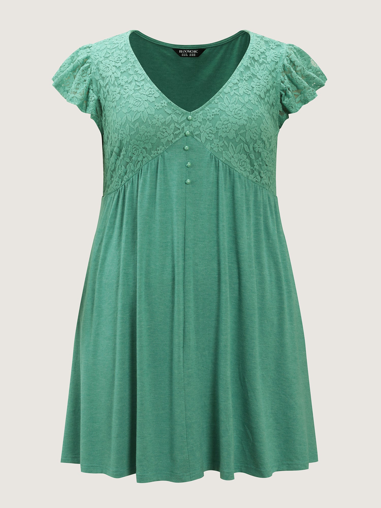 Textured Lace Ruffled Sleeve Nightgown