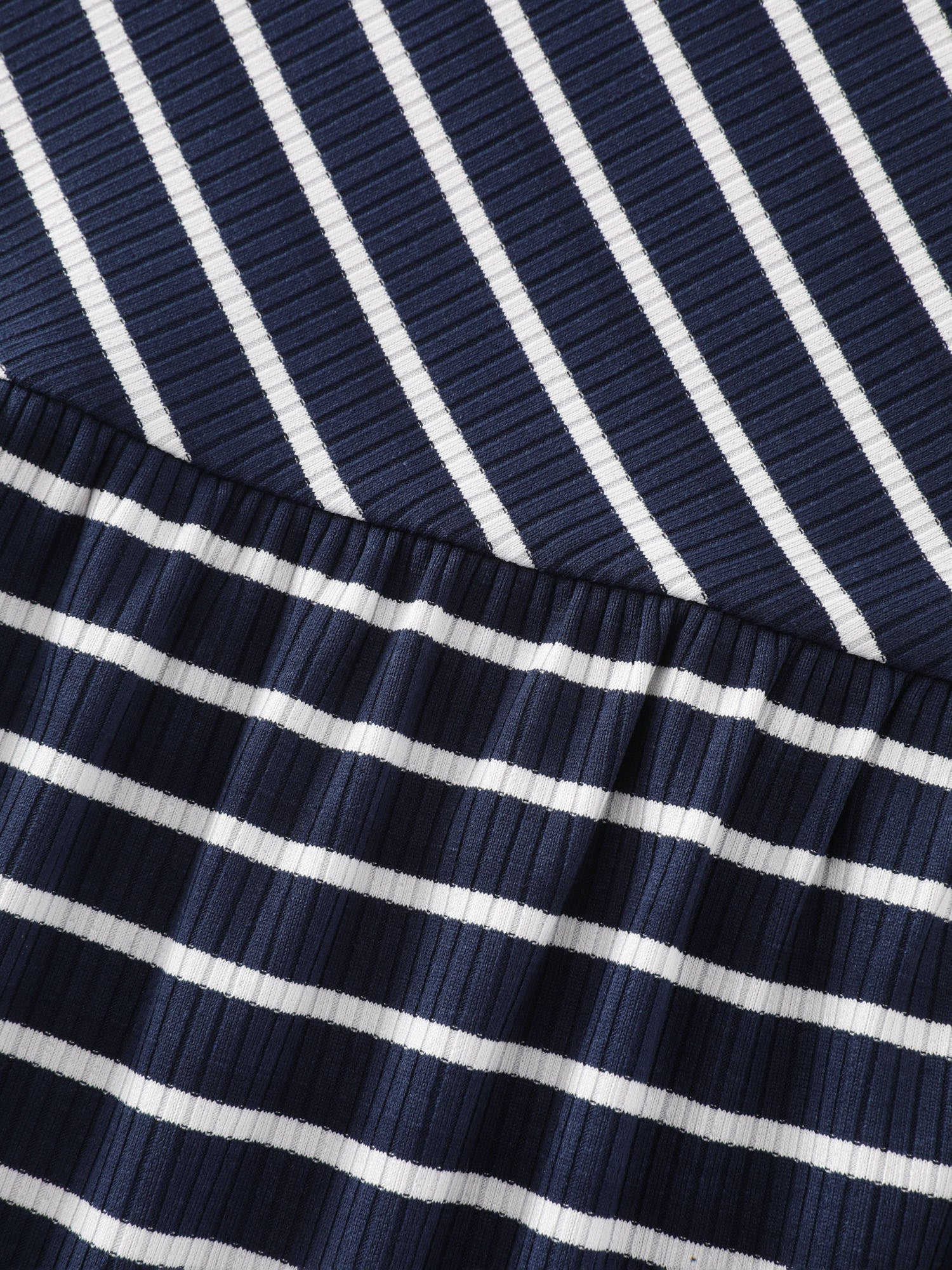 Striped Print Square Neck Rib Mini Dress