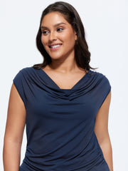 Stretchy Cowl Neckline Knit Top