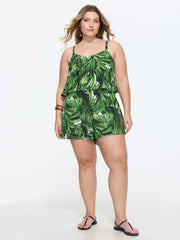 Tropical Print Wide-Leg Breezy Romper
