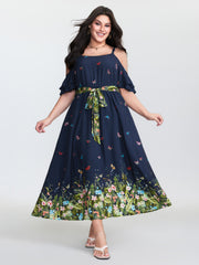 Supersoft Meadow Print Waist-Tie Maxi Dress