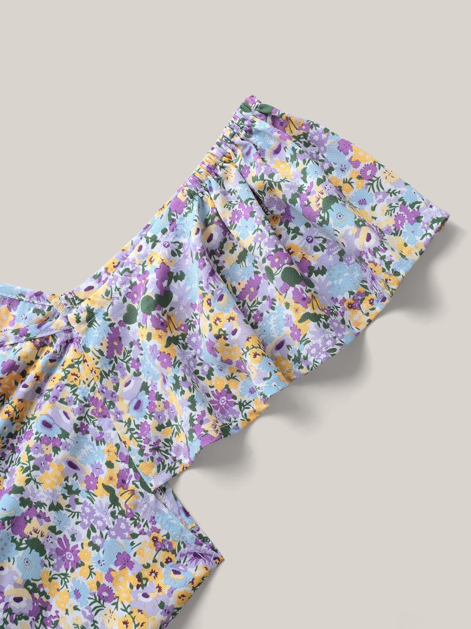 Ditsy Floral Print Neck Tie Midi Dress