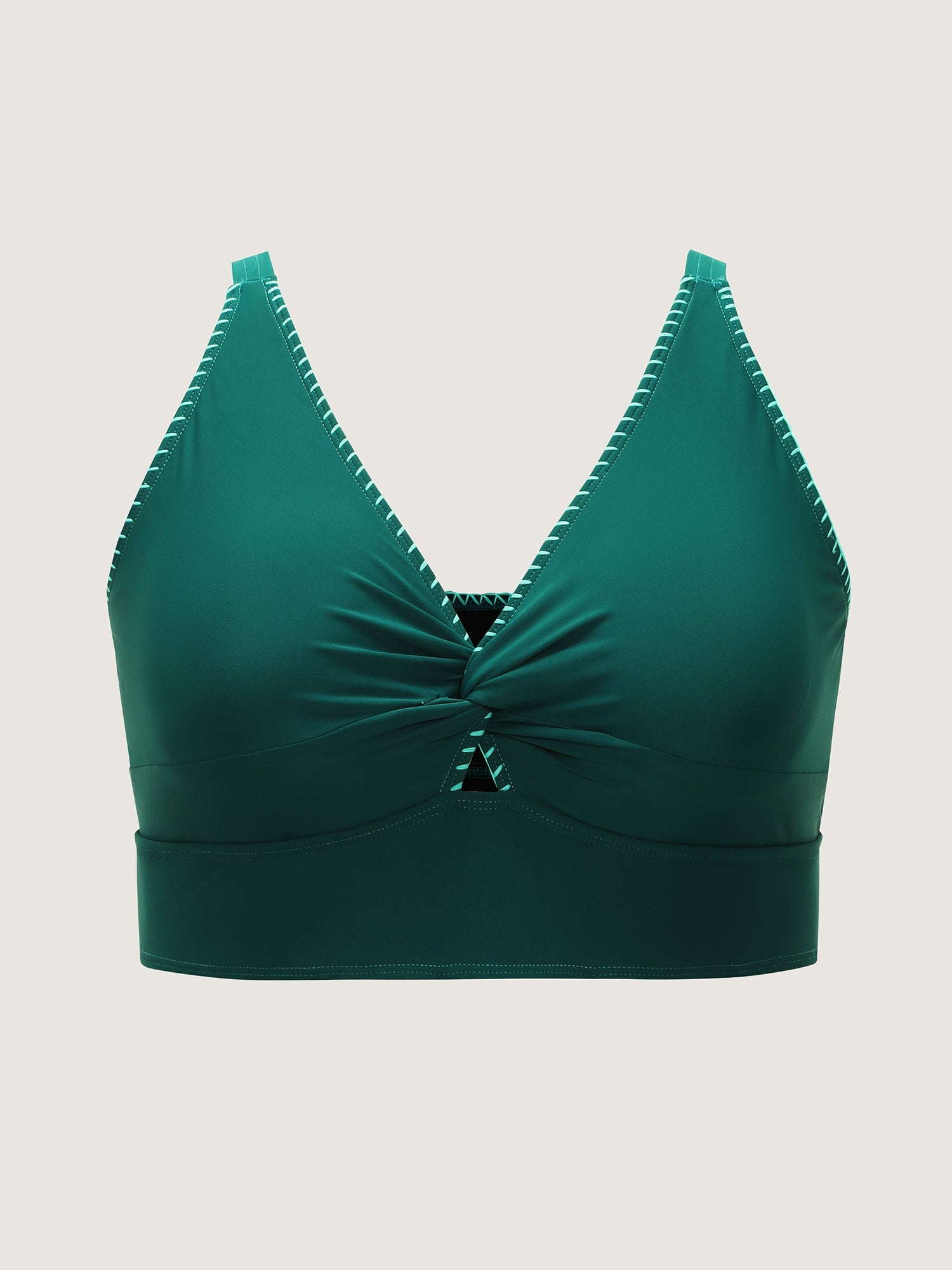 Embroidered Cut-Out Plain Swim Top