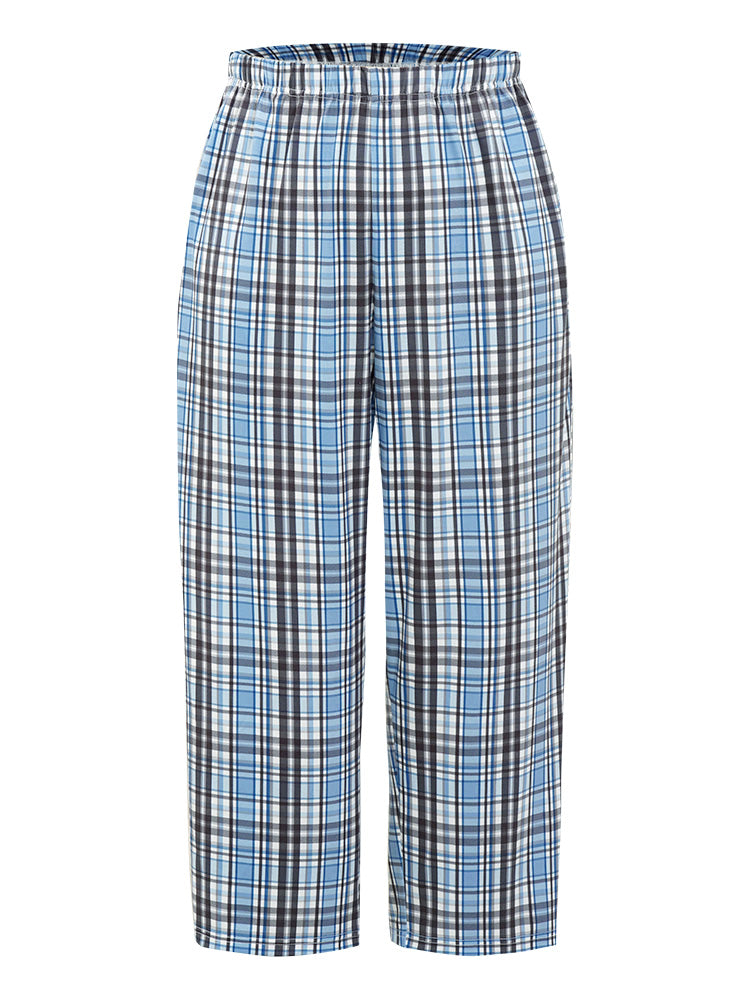 Plaid Print Pocket Elastic Waist Pajama Pants