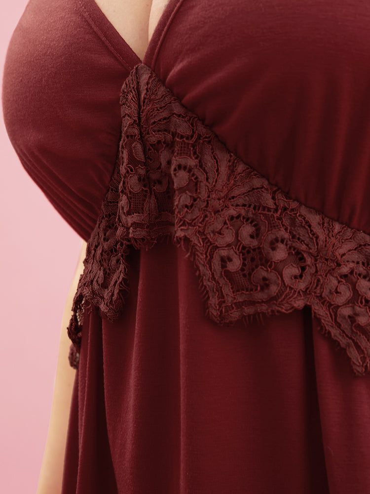 Romantic Ruffles Crochet Lace Pocket Nightgown