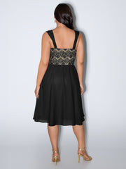 Lace Textured Wide Straps Midi Dress