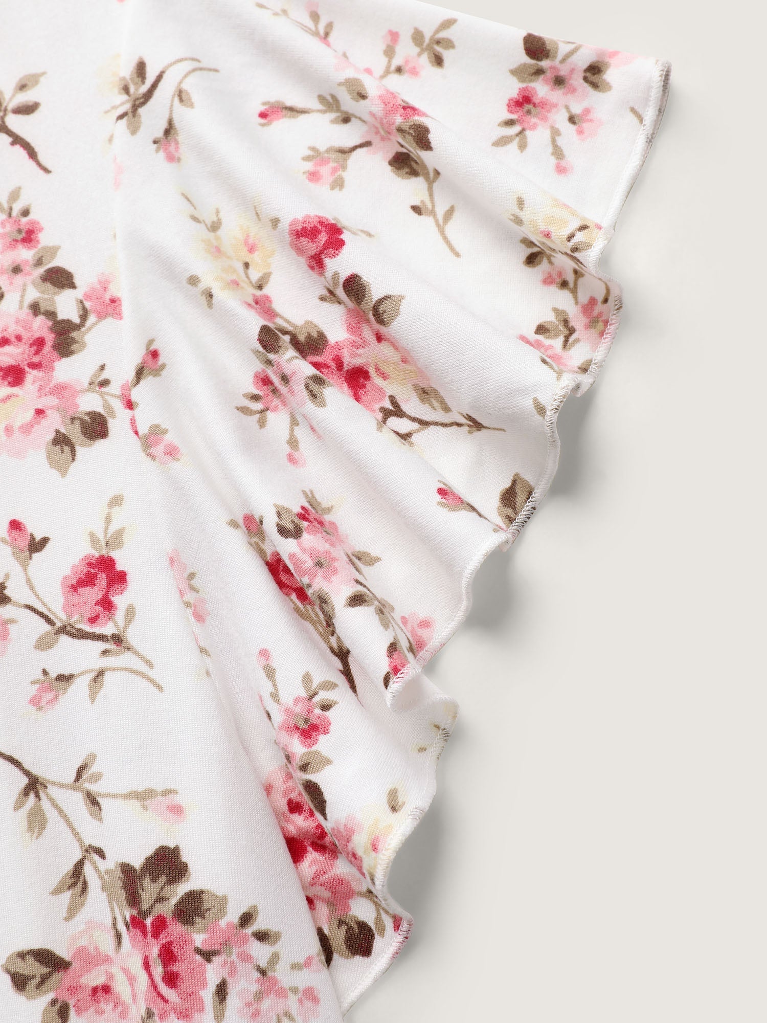 Cute Floral Print Stretchy Knit Top
