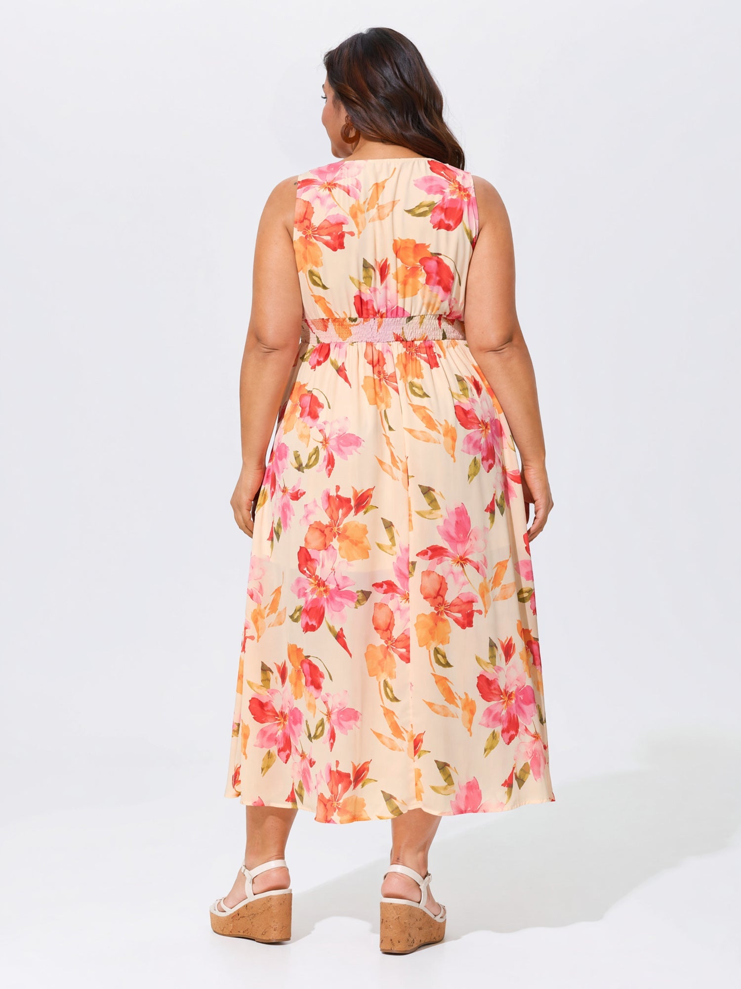 Supersoft Floral Print Split Hem Midi Dress
