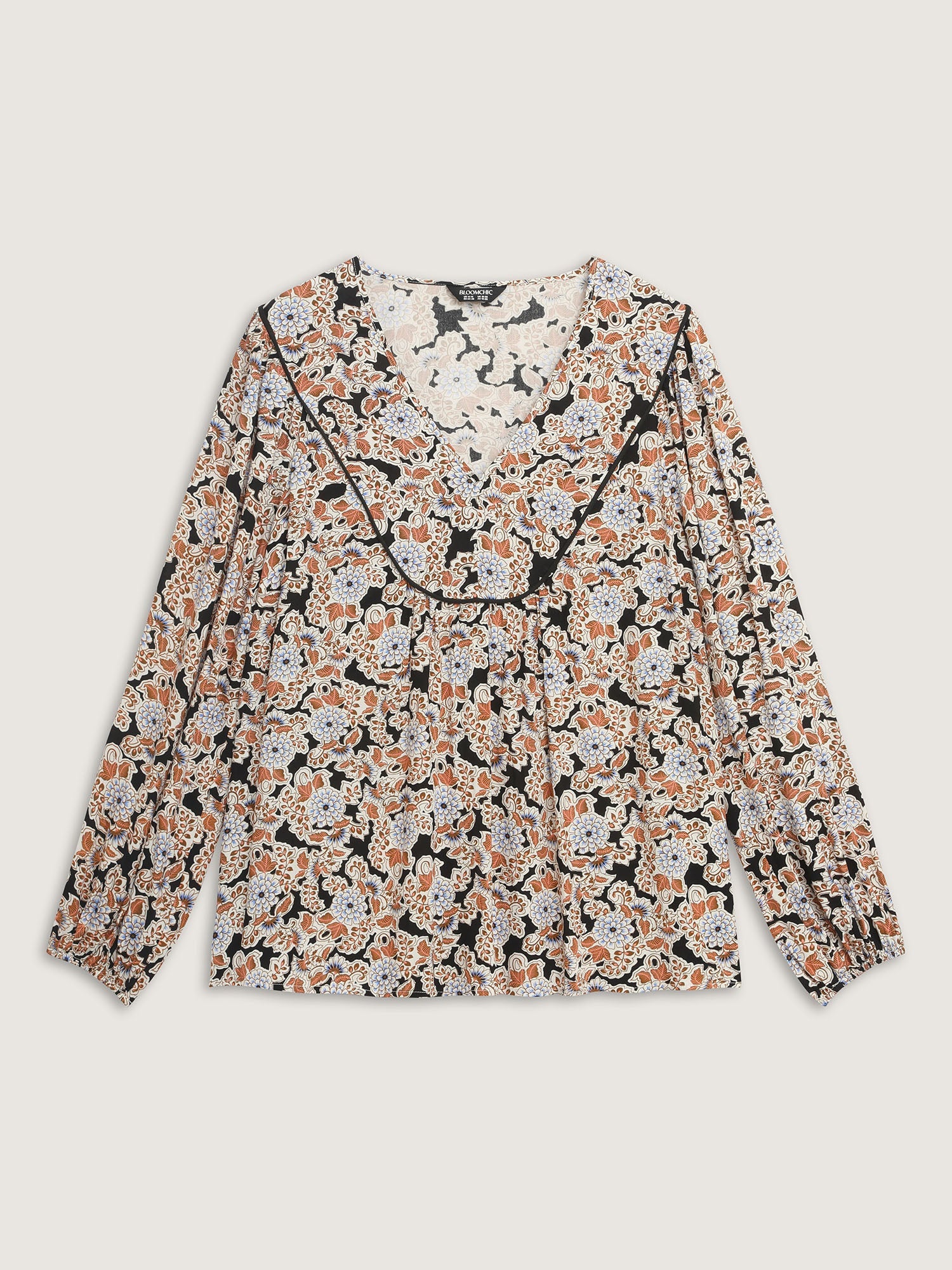 Floral Print Pleated Flowy Blouse