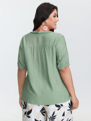 Supersoft Contrast Webbing V-Neck Blouse