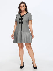 Color Contrast Bow-Front Mini Dress