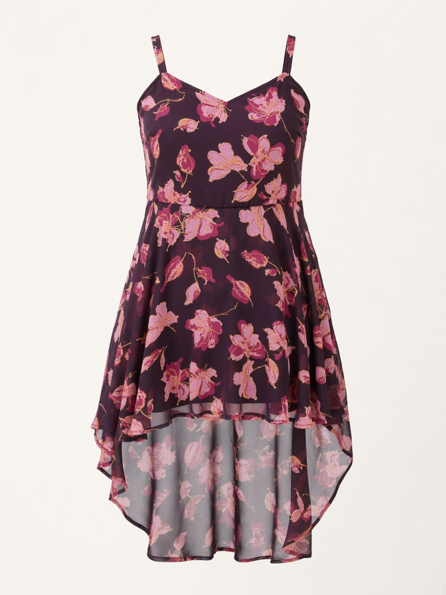Floral Print High Low Hem Romper