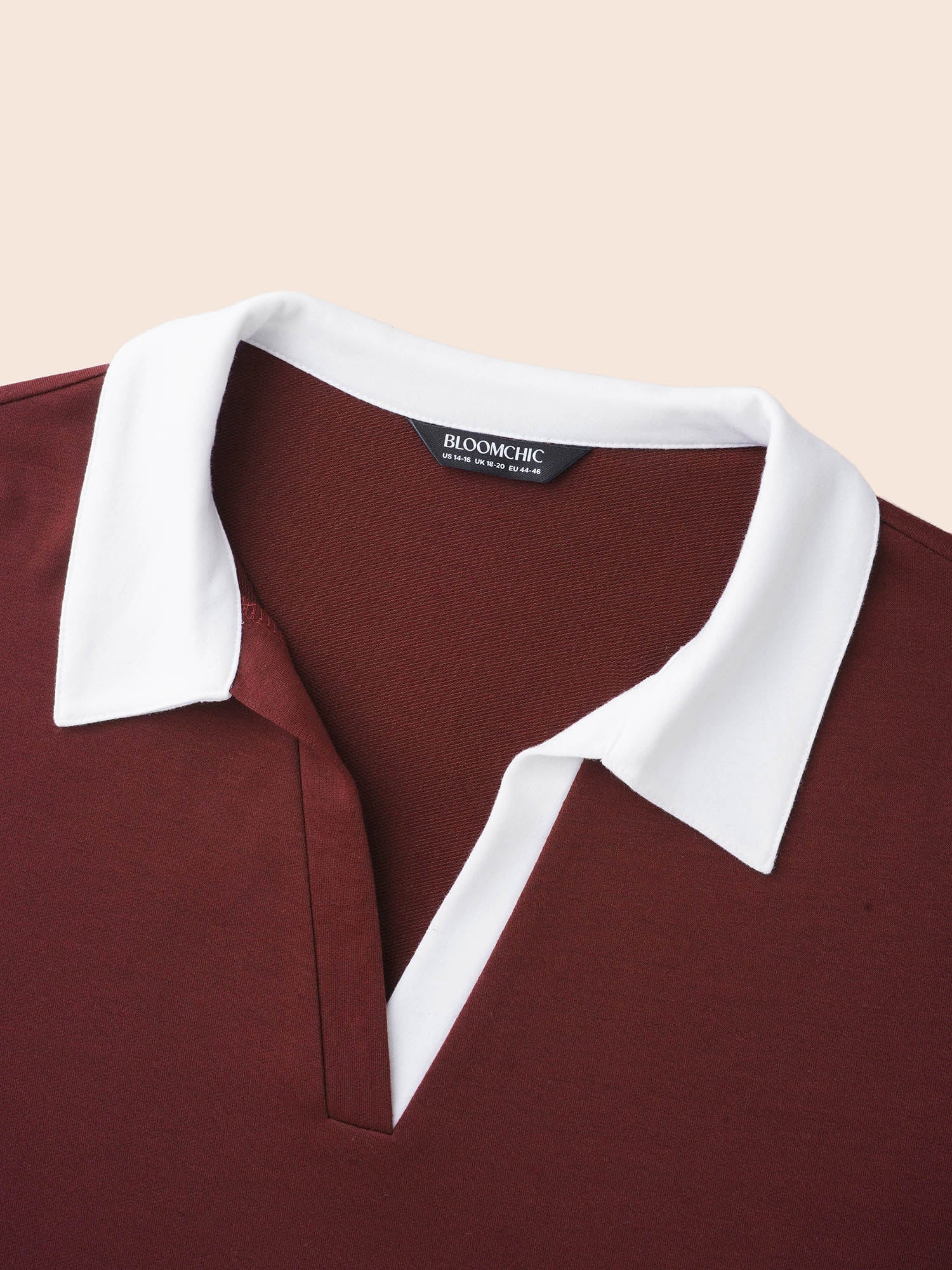 Polo Neck Contrast Patchwork Sweatshirt