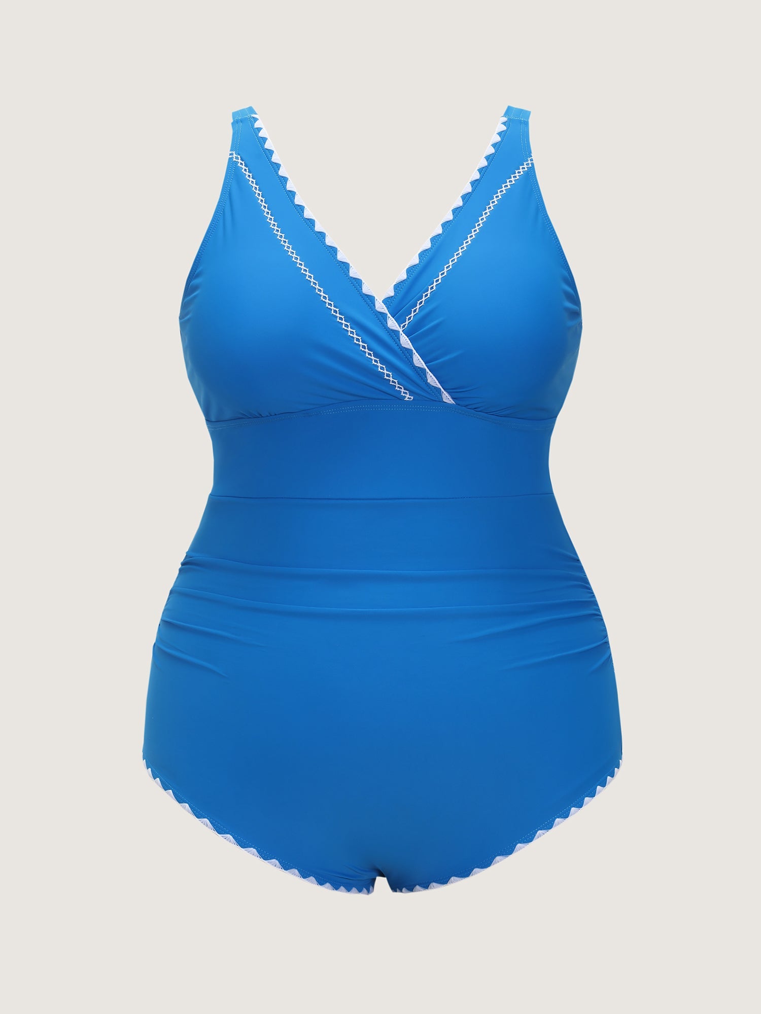 Color Contrast Ruched One-Piece Swim
