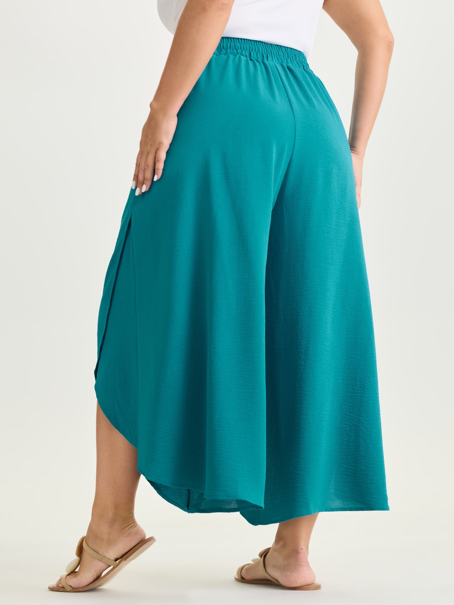 Petal Hem Split Wide leg Pants