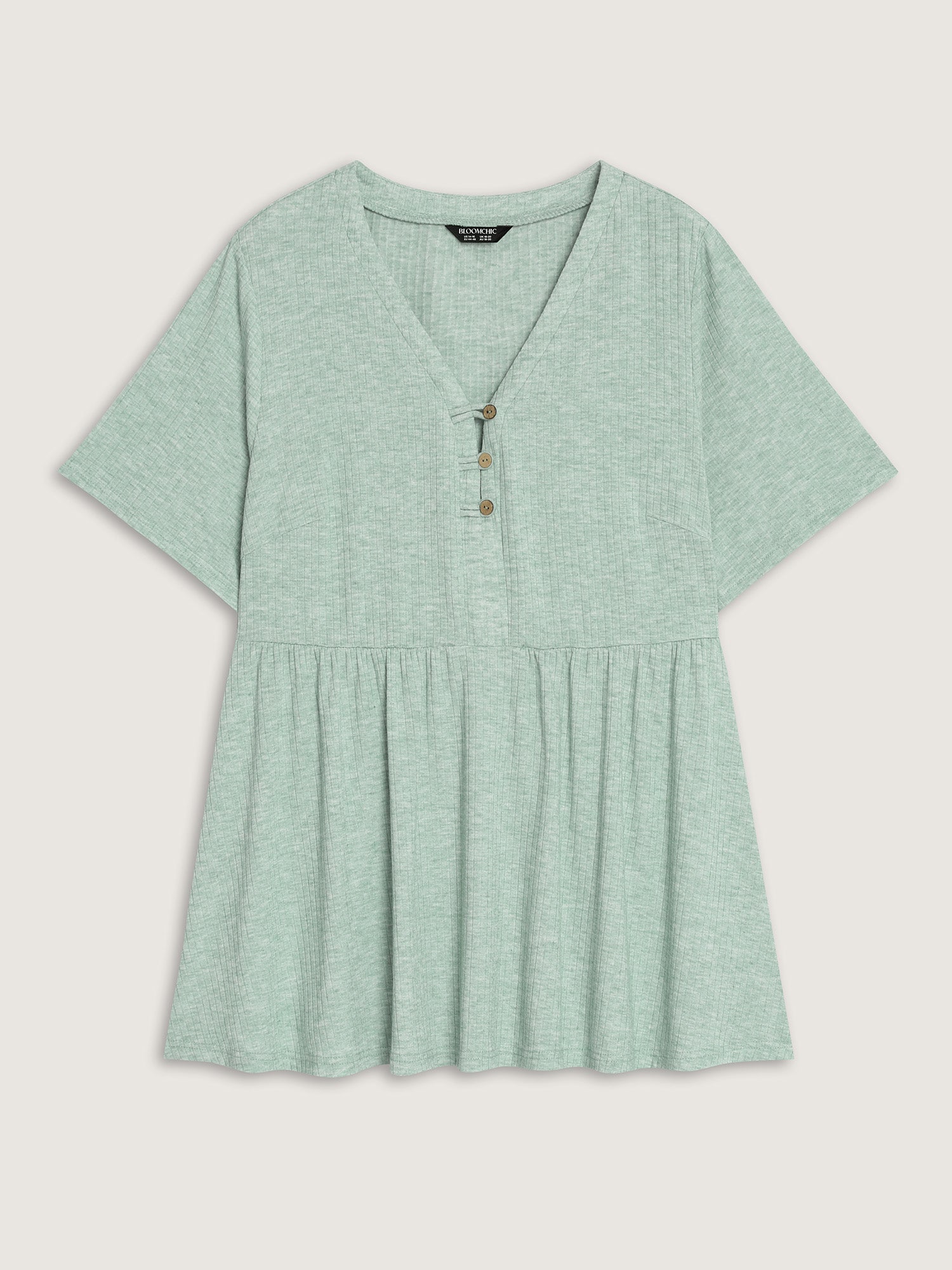 Supersoft Button Detail Plain Knit Top