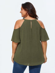 Cut-Out Shoulder Relaxed-Fit Blouse