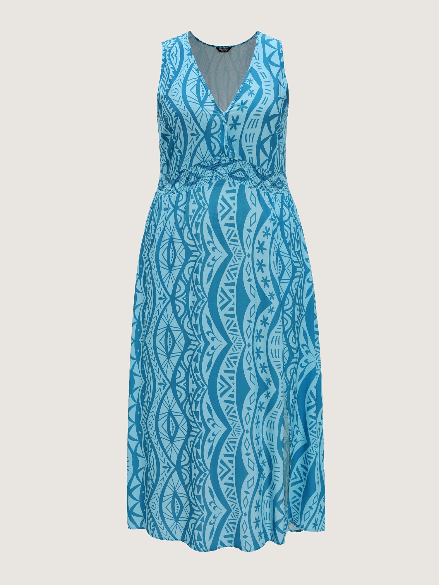 Floral Print Shirred Sleeveless Maxi Dress
