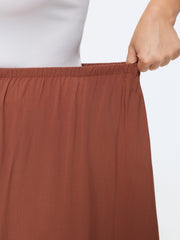Shirred Waist Plain Flowy Wide-Leg Pants