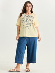 Butterfly Print Round Neck T-Shirt