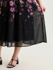 Sweet Floral Print Shirred Cami Midi Dress