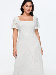 Floral Lace Textured Cut-Out Back Midi Dress