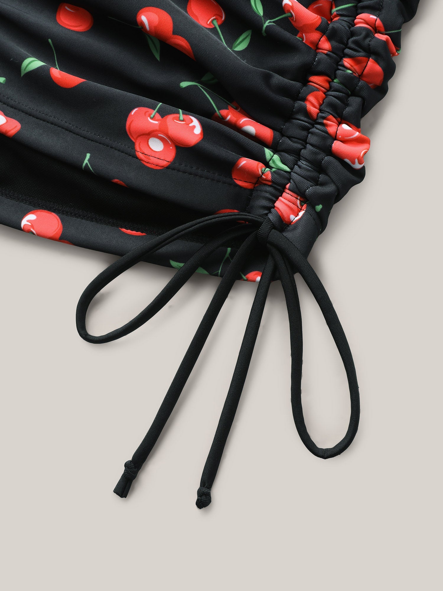 Cherry Print Adjustable Drawstring Swim Shorts